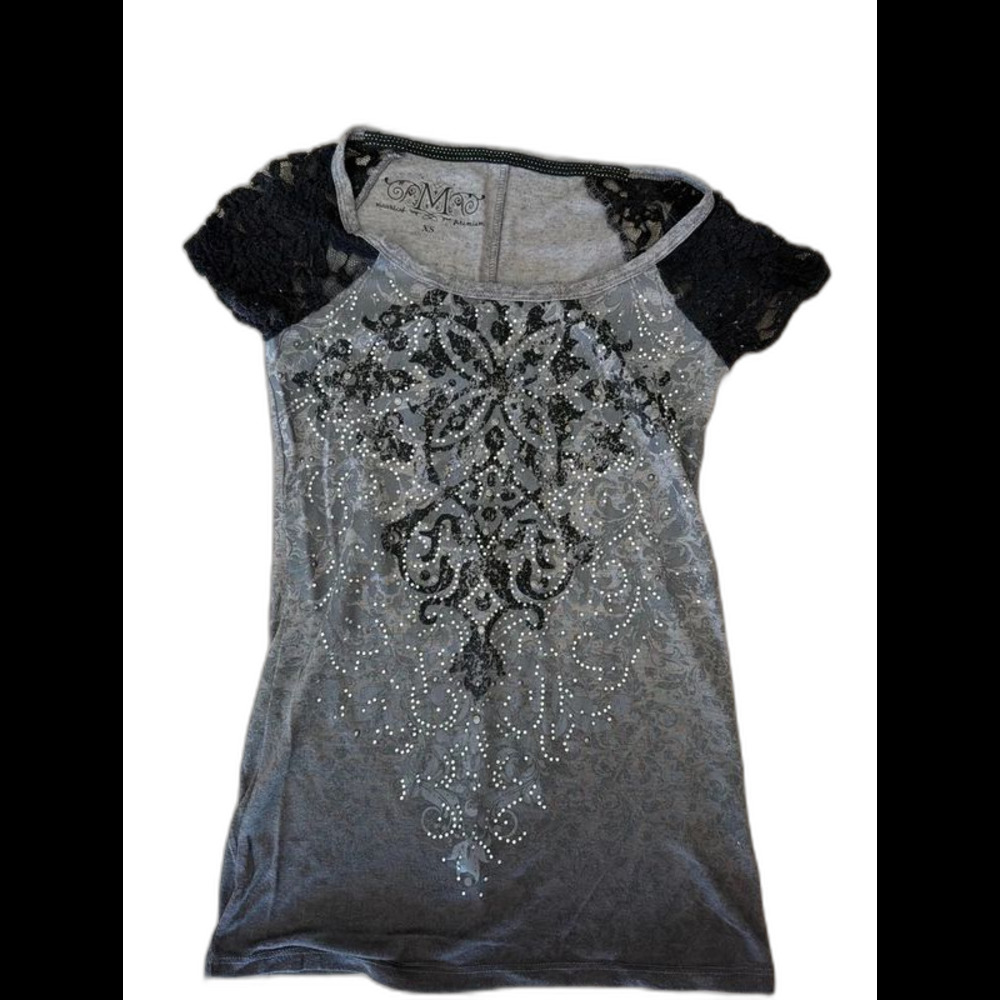 Vintage Y2K Maurices Embellished Lace Cap Sleeve Top - XS